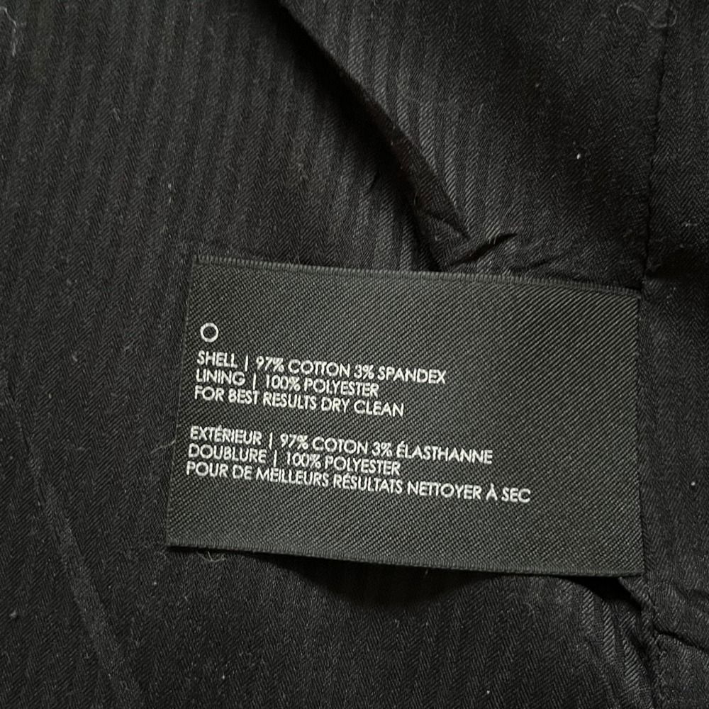 Club Monaco Black Cotton Blend Blazer Jacket Size 2 Single Button Office